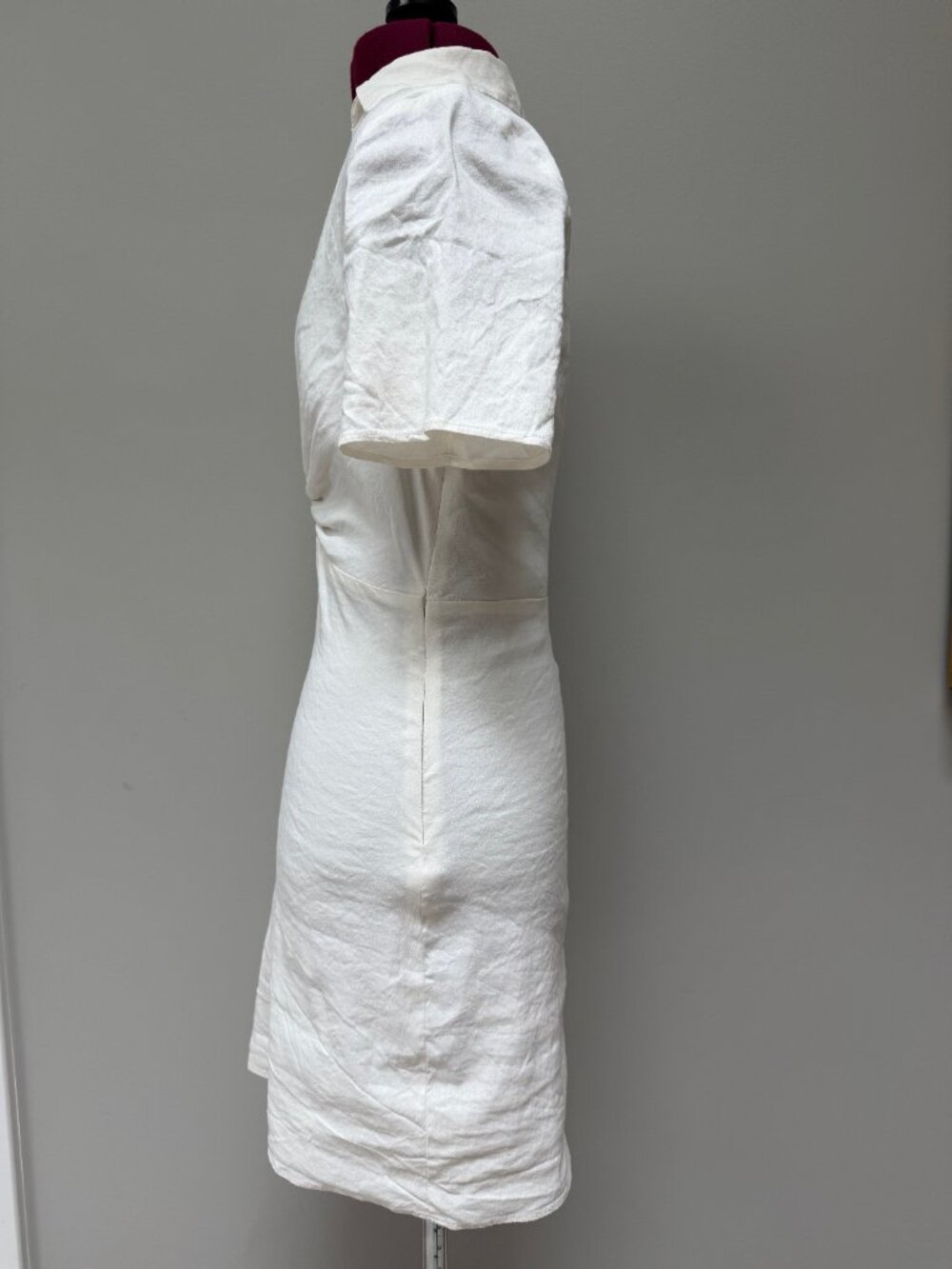 Zara White Short-Sleeved Collared Mini Dress - Size S - Picture 3 of 7